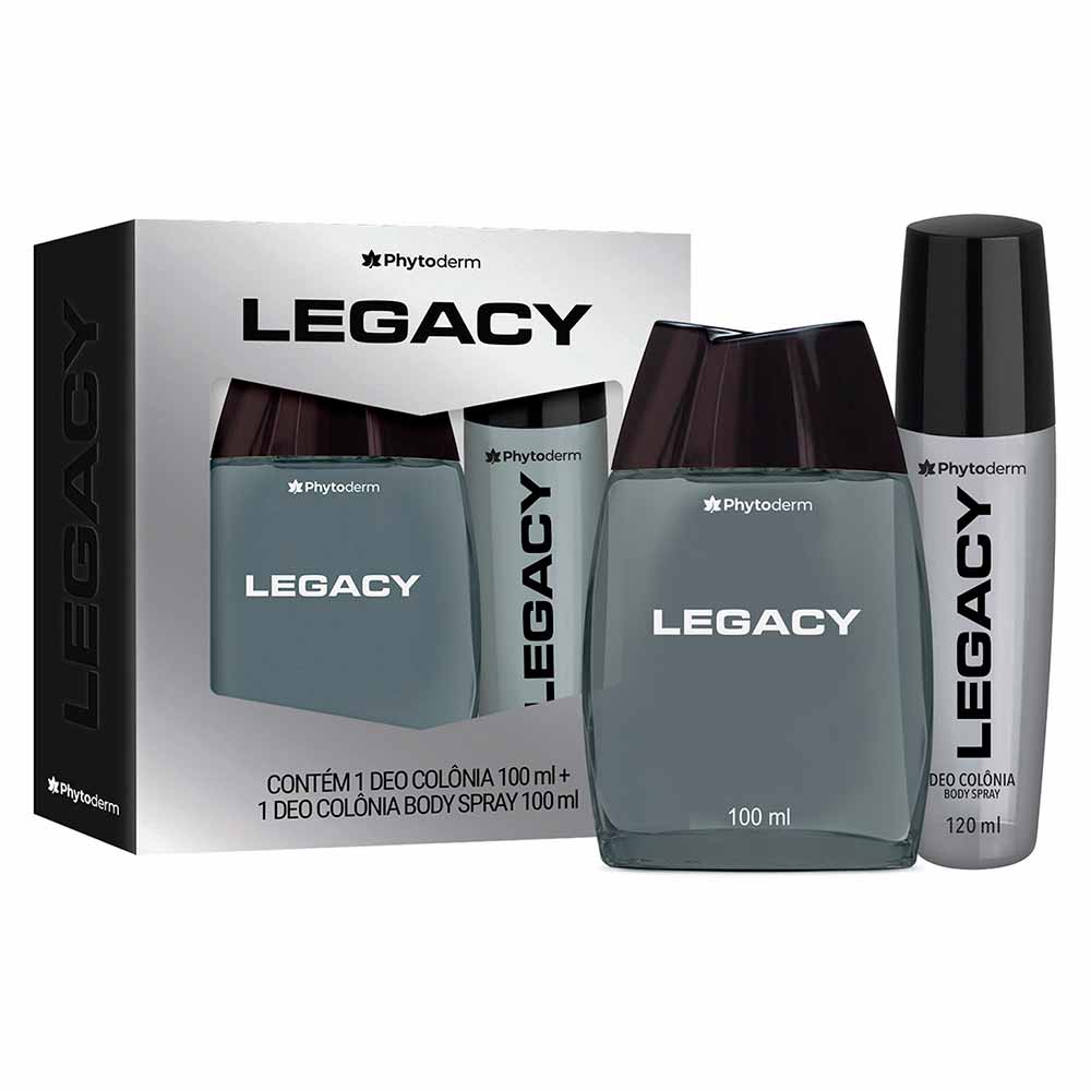 Legacy Phytoderm Kit Perfume Masculino Deo Colônia + Body Spray