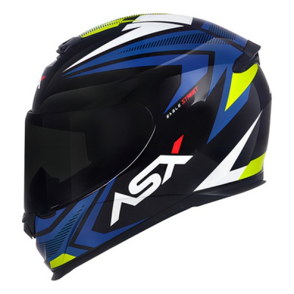 Encontraproduto.com.br - Capacete ASX Eagle Street Brilho Preto Azul Amarelo 60 (MP)