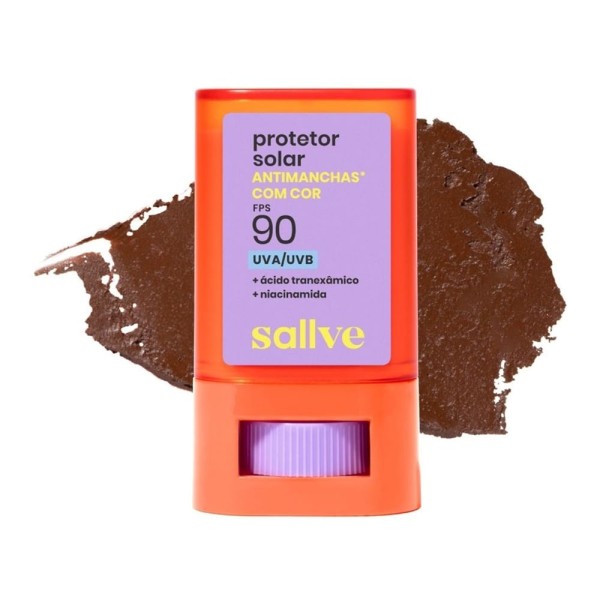 Encontraproduto.com.br - Protetor Solar Sallve Bastão Fps 90 Cor 8 Antimanchas 15g