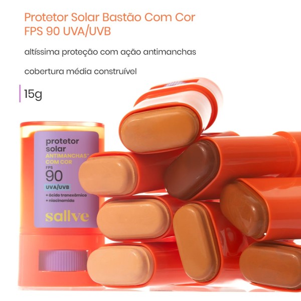 Encontraproduto.com.br - Protetor Solar Sallve Bastão Fps 90 Cor 8 Antimanchas 15g