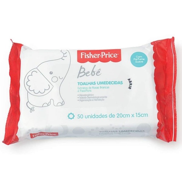 Encontraproduto.com.br - KIT C 10 TOALHAS UMEDECIDAS BEBÊ PERFUME SUAVE FISHER PRICE
