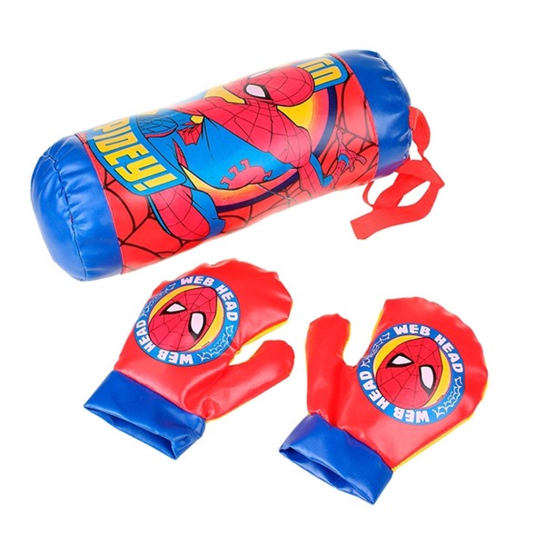Encontraproduto.com.br - Saco de pancadas box infantil 3 peças Homem Aranha com luvas