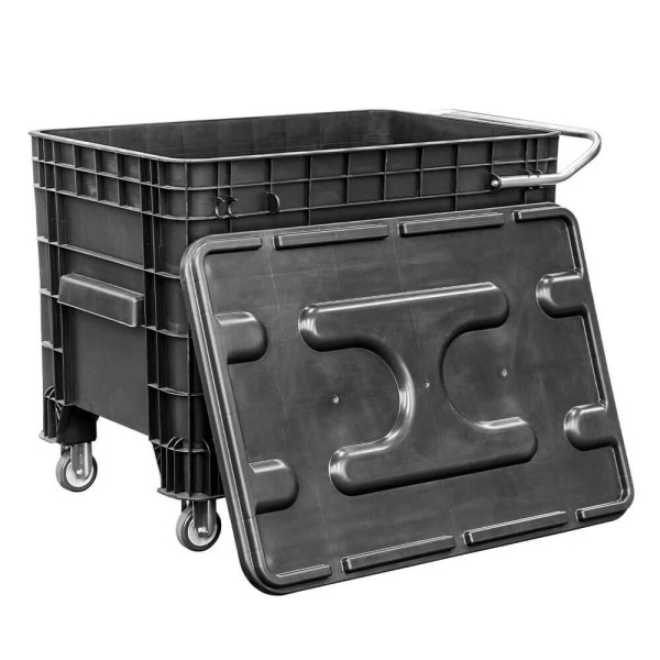 Encontraproduto.com.br - Carrinho Coletor para Condomínio Preto 370 Litros