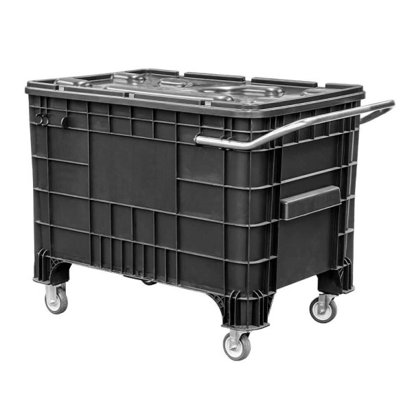 Encontraproduto.com.br - Carrinho Coletor para Condomínio Preto 370 Litros