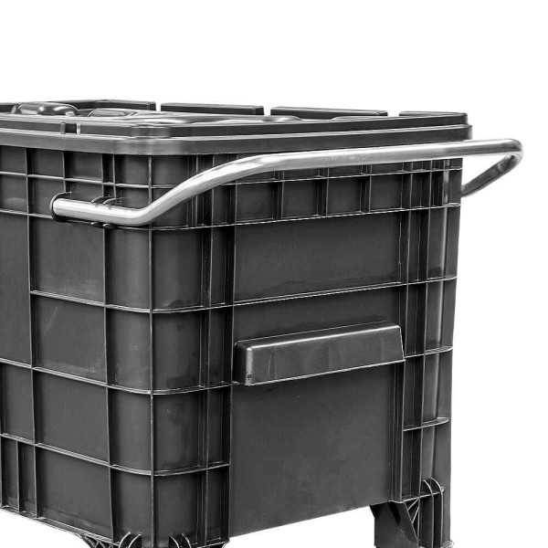 Encontraproduto.com.br - Carrinho Coletor para Condomínio Preto 370 Litros