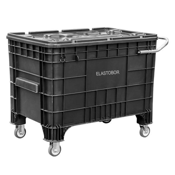 Encontraproduto.com.br - Carrinho Coletor para Condomínio Preto 370 Litros