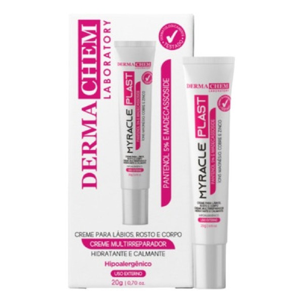 Encontraproduto.com.br - Creme Para Lábios, Rosto E Corpo Multireparador Dermachem Myracle Plast 20g