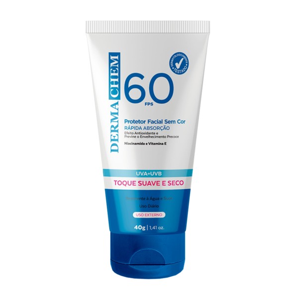 Encontraproduto.com.br - Protetor Solar Rosto Fps 60 Sem Cor 40g - Dermachem