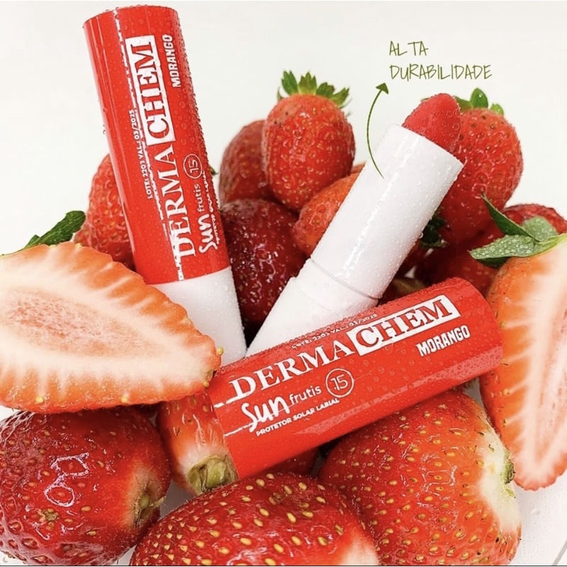 Encontraproduto.com.br - Protetor Solar Labial Dermachem Morango Fps24 3,5g
