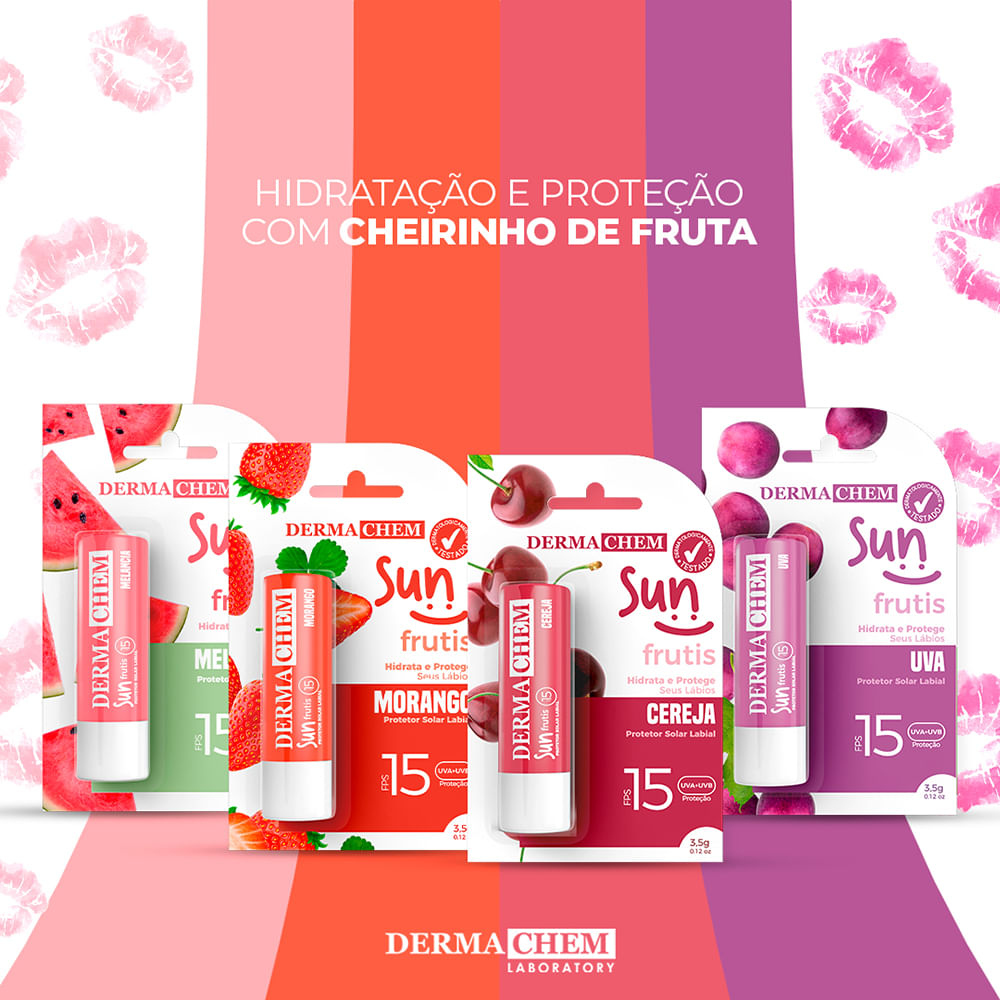 Encontraproduto.com.br - Protetor Solar Labial Dermachem Morango Fps24 3,5g