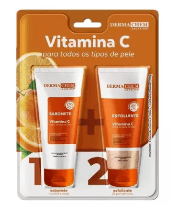 Encontraproduto.com.br - Kit Sabonete Vitamina C 100ml + Gel Esfoliante Vitamina C