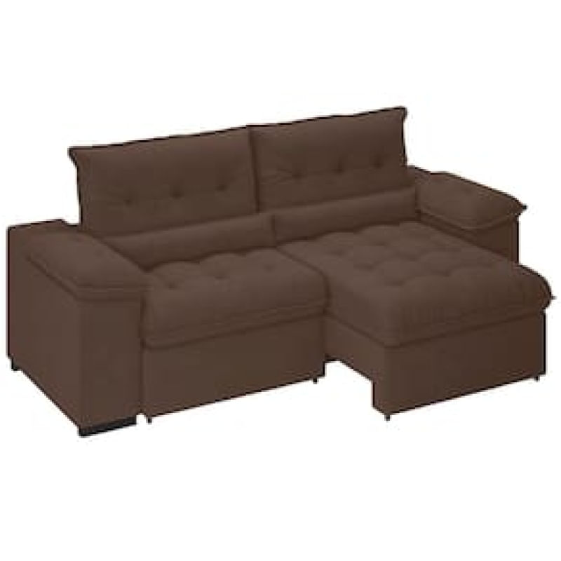Sofá 3 Lugares Besthouse Arezzo Com Assento Retrátil E Encosto Reclinável Em Revestimento Suede Veludo Marrom