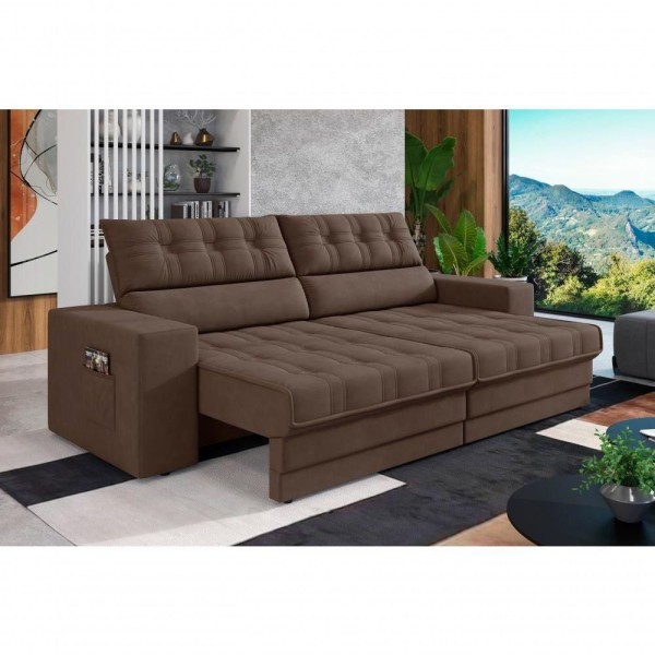 Sofá Oscar Plus 2,00m Retrátil/reclinável Suede Marrom - Xflex