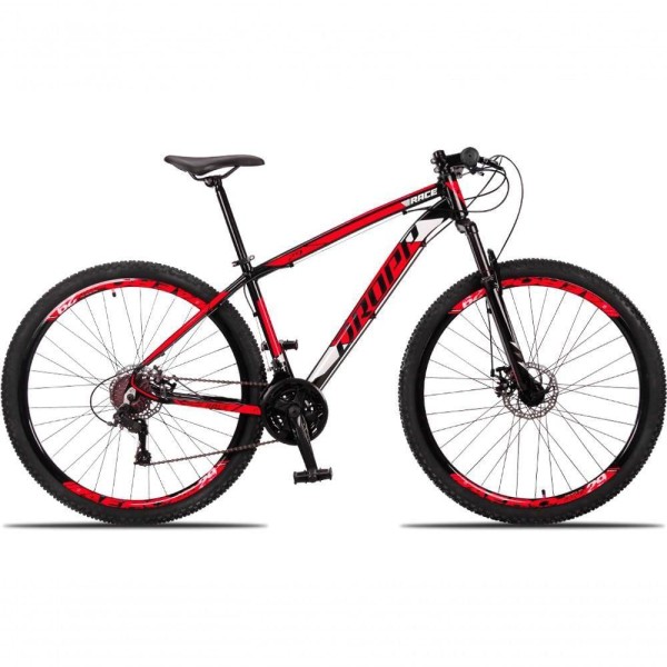Bicicleta Aro 29 Dropp Race 24 Vel Câmbio Traseiro Freio A Disco Bike Mtb Alumínio Preto+vermelho