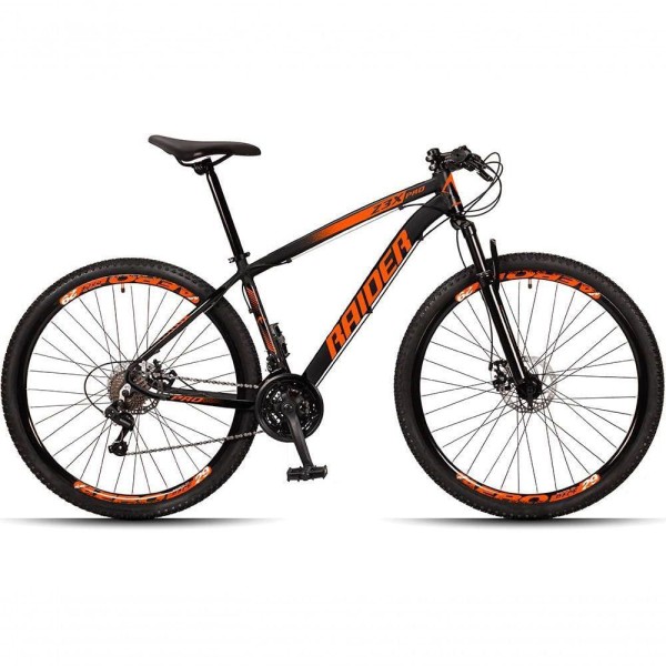 Bicicleta Aro 29 Raider Z3x 24 Vel Câmbio Traseiro Freio A Disco Bike Mtb Alumínio Preto+laranja