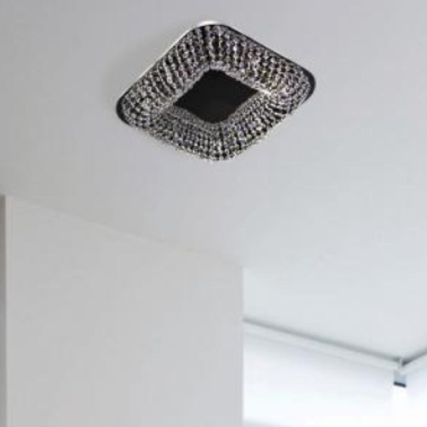 Encontraproduto.com.br - Plafon Cristal Quadrado 40x40cm 8 Luzes G9 Stadium Gpstqd404008pfv2 Bronzearte Transparente