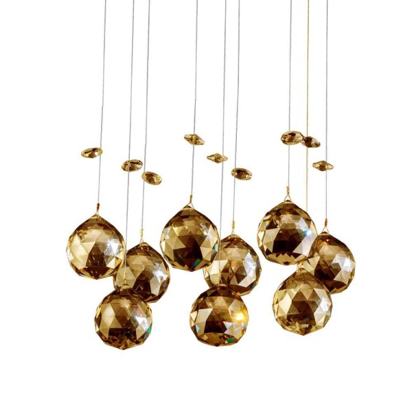 Encontraproduto.com.br - Plafon Crystal Ball Gold Retangular 1x5w Gu10 Ambar Bronzearte