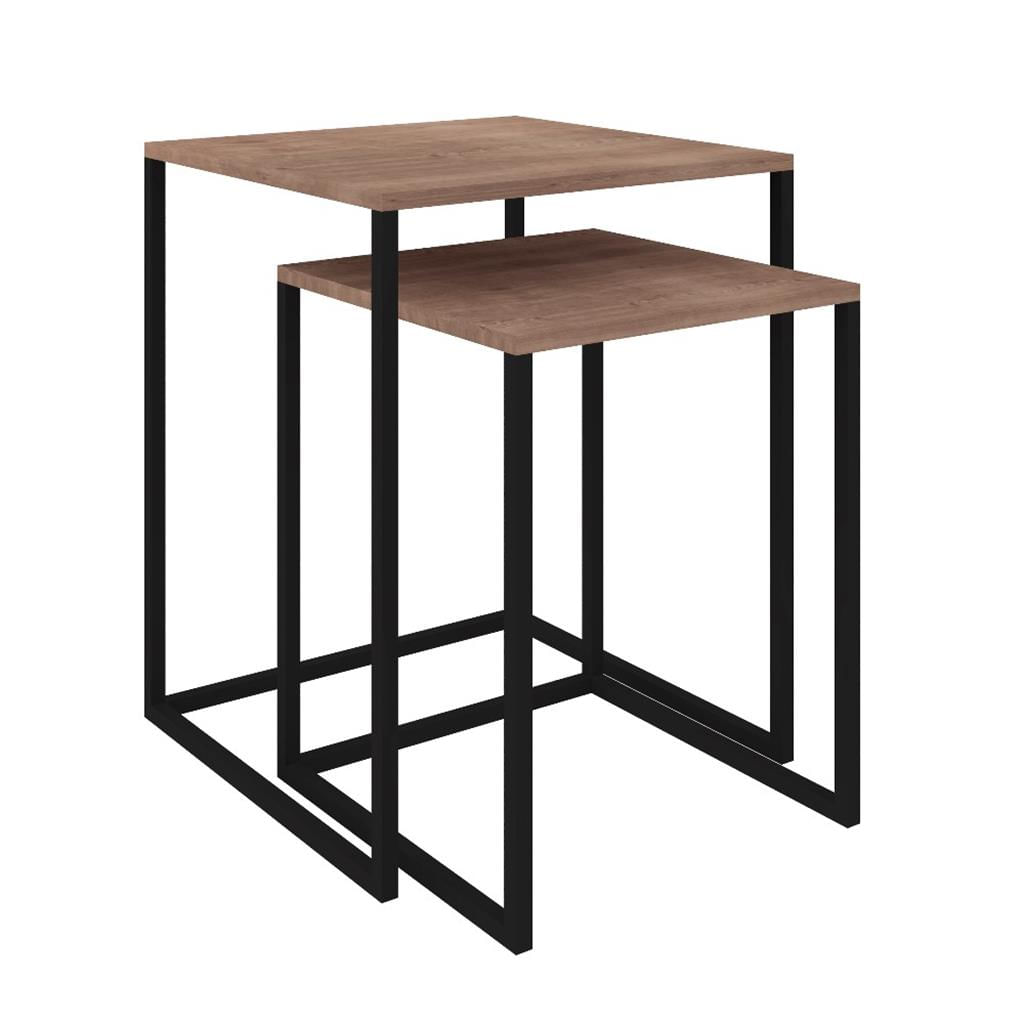 Encontraproduto.com.br - Mesa Lateral Dupla Aura Em Mdp Fabone Preto Barona