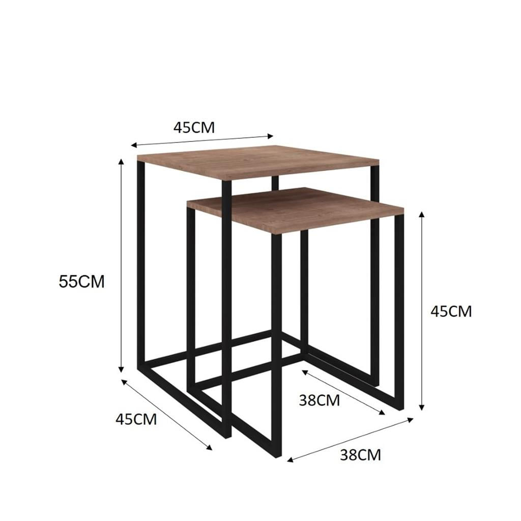 Encontraproduto.com.br - Mesa Lateral Dupla Aura Em Mdp Fabone Preto Barona