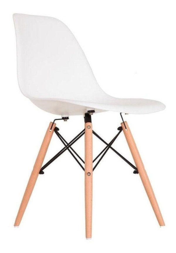 Cadeira Eames Rosa Empório Tiffany Base Em Madeira