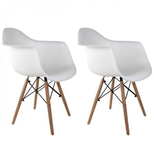Conjunto 2 Cadeiras com Braços Eames Empório Tiffany Branca