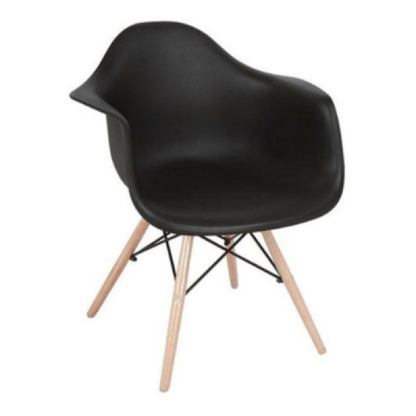 Conjunto Com 4 Cadeiras Eames Com Braço Branca Empório Tiffany Base Em Madeira