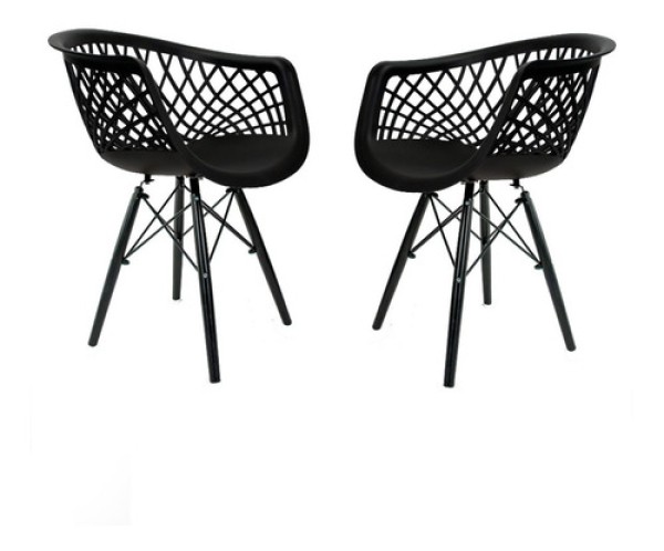 Encontraproduto.com.br - Conjunto Com 2 Cadeiras Web Preta Empório Tiffany Base Em Polipropileno