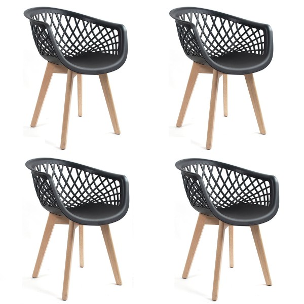 Encontraproduto.com.br - Conjunto 4 Cadeiras Web Pp Preto Wood