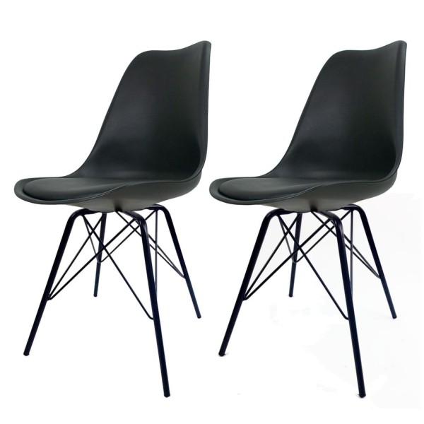 Encontraproduto.com.br - Conjunto Com 2 Cadeiras Saarinen Tower Preta Empório Tiffany Base Preta