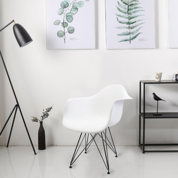 Encontraproduto.com.br - Cadeira Eames Com Braço Eiffel Branca Empório Tiffany Base Preta