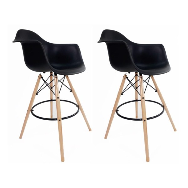 Conjunto 2 Banquetas com Braços Eames Empório Tiffany Preto