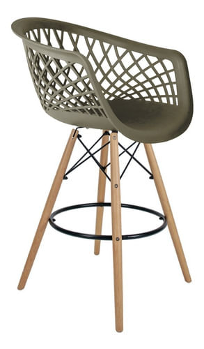 Encontraproduto.com.br - Conjunto Com 2 Banquetas Web Cinza Empório Tiffany Base Em Madeira