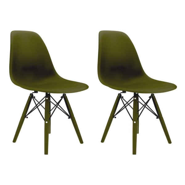Conjunto Com 2 Cadeiras Eames Musgo Empório Tiffany Base Em Polipropileno