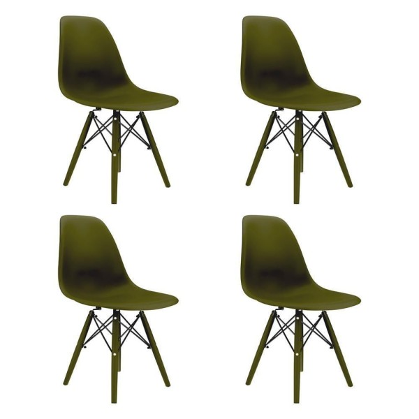 Encontraproduto.com.br - Conjunto Com 4 Cadeiras Eames Musgo Empório Tiffany Base Em Polipropileno