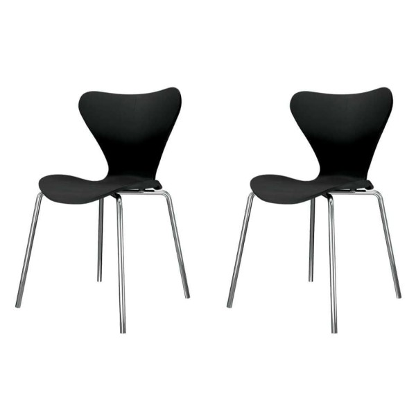 Conjunto com 2 Cadeiras Jacobsen Preto e Cromado