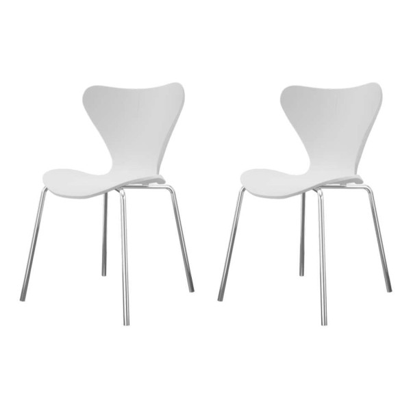 Conjunto Com 2 Cadeiras Jacobsen Pp Branca Cromado