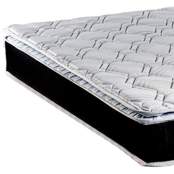 Encontraproduto.com.br - Colchão de Casal Luckspuma Spring com Molas Bonnel e Pillow Top 25x138x188cm - Cinza Chumbo/Branco