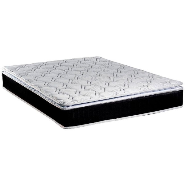 Encontraproduto.com.br - Colchão de Casal Luckspuma Spring com Molas Bonnel e Pillow Top 25x138x188cm - Cinza Chumbo/Branco