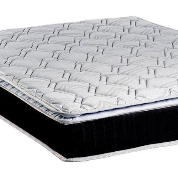 Encontraproduto.com.br - Colchão de Casal Luckspuma Spring com Molas Bonnel e Pillow Top 25x138x188cm - Cinza Chumbo/Branco