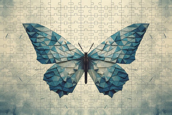 Encontraproduto.com.br - Quebra-Cabeça Cognitivo Borboleta Azul 300 peças