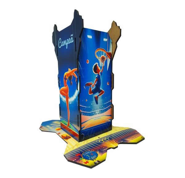 Encontraproduto.com.br - Abafador de Ruído para Autistas acompanha suporte decorativo Campeões e Campeãs