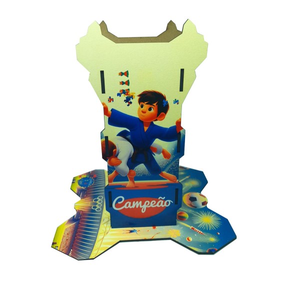 Encontraproduto.com.br - Abafador de Ruído para Autistas acompanha suporte decorativo Campeões e Campeãs
