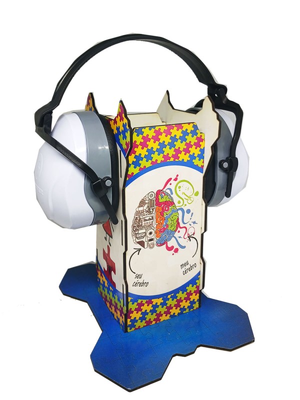 Encontraproduto.com.br - Abafador Branco 26 db para autistas com Suporte de Abafador de Barulhos