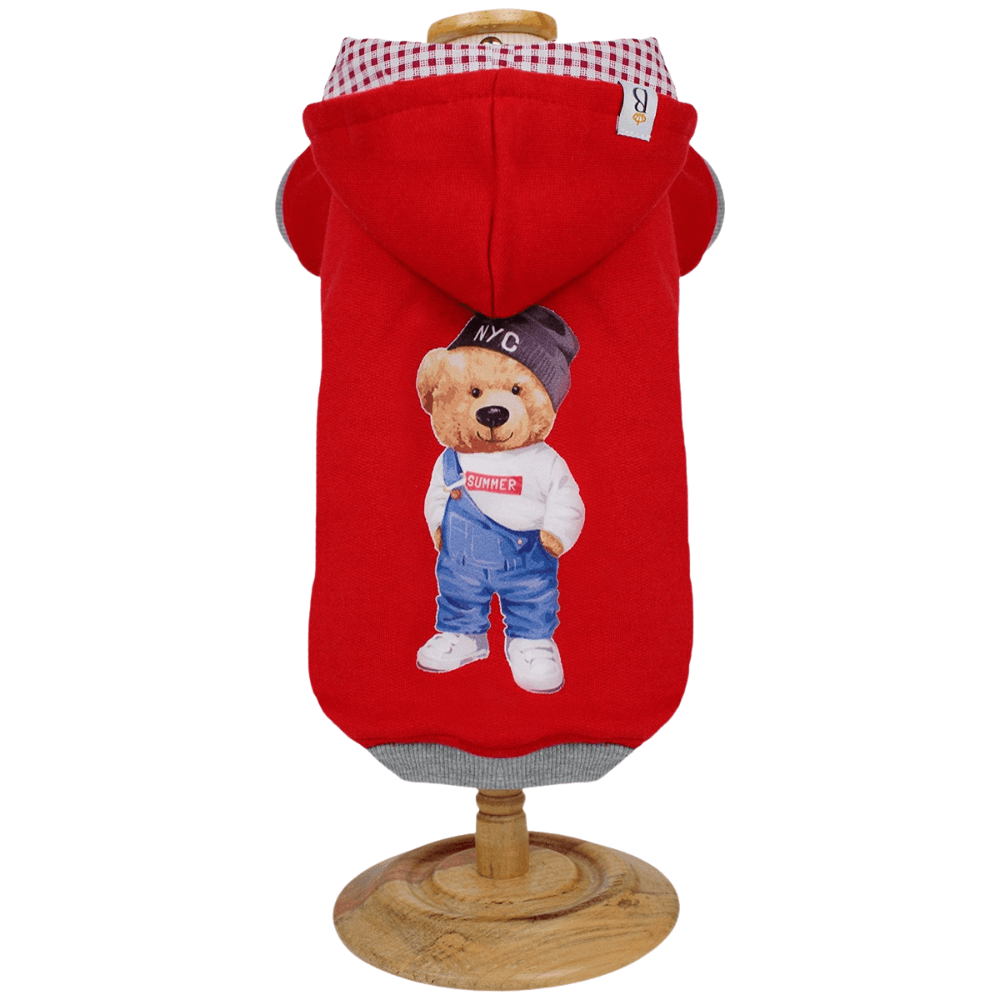 Blusa Moletom Urso com Capuz Vermelho P