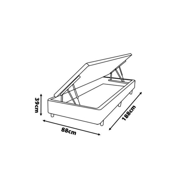 Encontraproduto.com.br - Base Box Para Colchão De Solteiro Mga Lift Cotton Com Baú E Pistão à Gás - 39x88x188cm Marrom