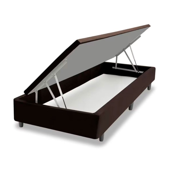 Encontraproduto.com.br - Base Box Para Colchão De Solteiro Mga Lift Cotton Com Baú E Pistão à Gás - 39x88x188cm Marrom