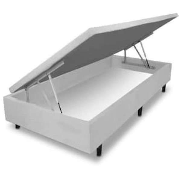Encontraproduto.com.br - Base Box Para Colchão De Solteiro Mga Lift Cotton Com Baú E Pistão à Gás - 39x88x188cm Cinza