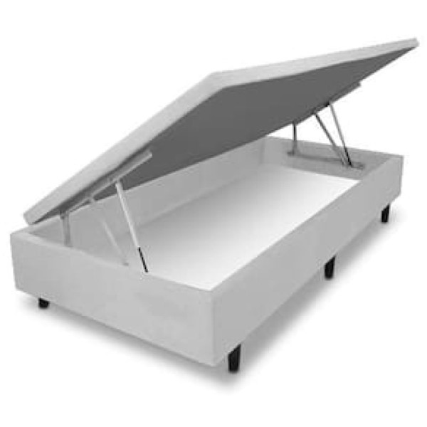 Encontraproduto.com.br - Base Box Para Colchão De Solteirão Mga Lift Cotton Com Baú E Pistão à Gás - 39x96x203cm Cinza