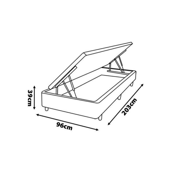 Encontraproduto.com.br - Base Box Para Colchão De Solteirão Mga Lift Cotton Com Baú E Pistão à Gás - 39x96x203cm Preto