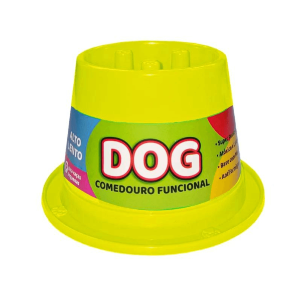 Comedouro Funcional Lento Antiformiga Amarelo Neon 250ml
